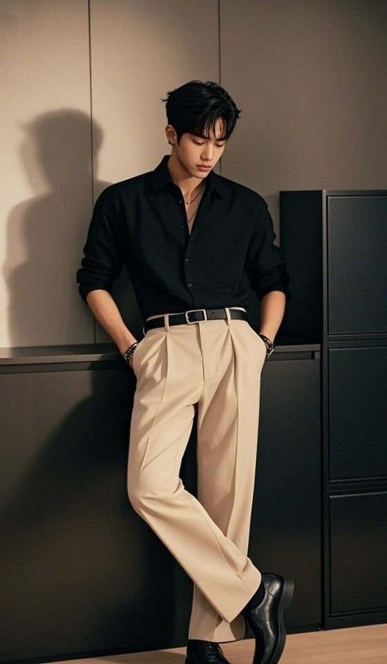 best casual dress for men's in kottakkal black shirt and brown formal pant