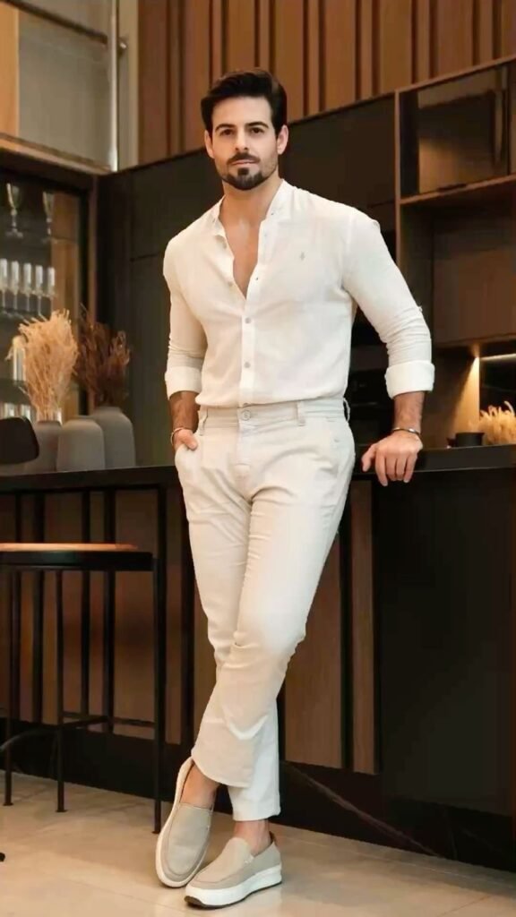 white shirt and Off white pant men's shop in kottakkal